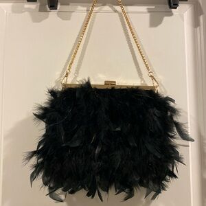 Black Feather Purse (short strap)